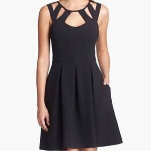 Betsey Johnson Sleeveless Cutout Textured Mini Dress Solid Black Size 6